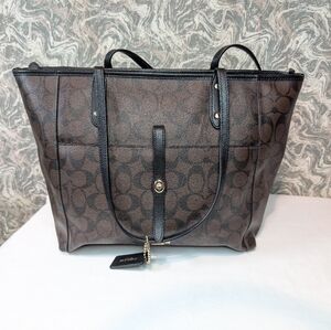 Coach Brown Signature Tote Shoulder Bag